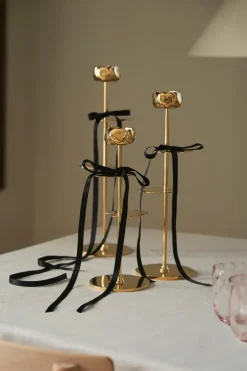 Ninfea Alta candlestick 40 cm, Brass
