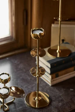 Ninfea Alta candlestick 35 cm, Brass