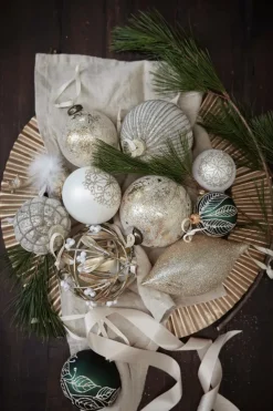 Norille Christmas bauble Ø11 cm, Off white, ribbed