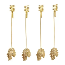 Oak leaf Christmas tree candle holder 4-pack, Brass