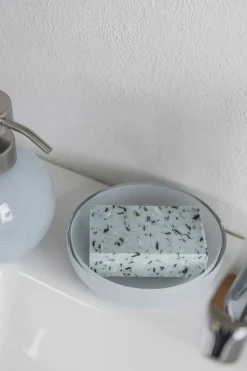 Opal soap dish, Light blue