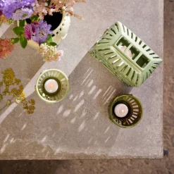 Orangery candle holder Ø9 cm, Spring leaf