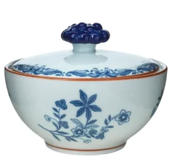 Ostindia bowl with lid 35 cl gift wrap, Blue-white