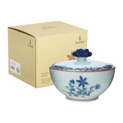 Ostindia bowl with lid 35 cl gift wrap, Blue-white
