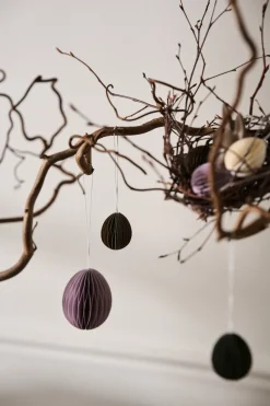 Ovoid paper Easter decoration small 4 cm, Brown