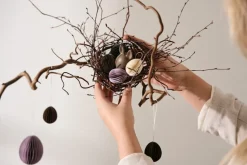 Ovoid paper Easter decoration small 4 cm, Sand