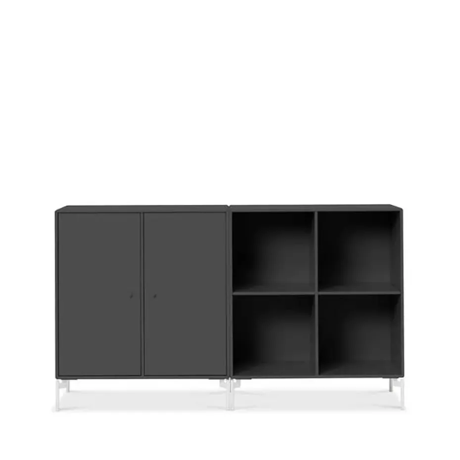 Pair side table, Anthracite 04, white lacquered legs