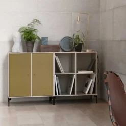 Pair side table, Anthracite 04, white lacquered legs