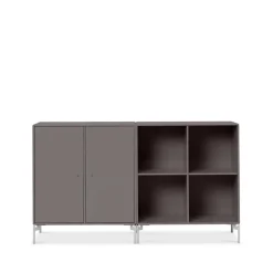 Pair side table, Coffee 35, chrome legs