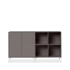 Pair side table, Coffee 35, white lacquered legs