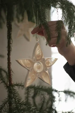 Paper star Christmas decoration 10.5 cm, White