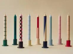 Pattern candle mix 4-pack, Greens-bordeaux