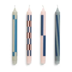 Pattern candle mix 4-pack, Light pink-blue