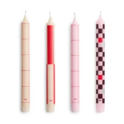 Pattern candle mix 4-pack, Reds-bordeaux