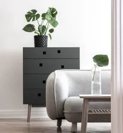 Peep B3 dresser, Slate grey, white-pigmented oak