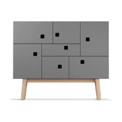 Peep C1 cabinet, Slate grey. retro. oak stand