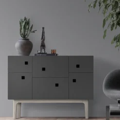 Peep C2 cabinet, Slate grey. White pigmented oak