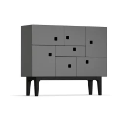 Peep C1 cabinet, Slate grey. black lacquered stand