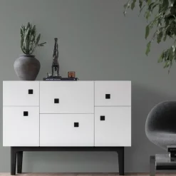 Peep C2 cabinet, White. black lacquered