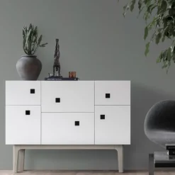 Peep C2 cabinet, White. White pigmented oak