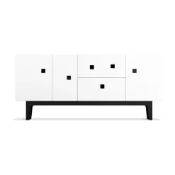 Peep M2 media bench, White. black lacquered