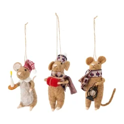 Peo Christmas ornament mouse 3 pieces, Brown