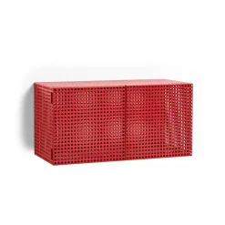 Perforated Cabinet wall cabinet small, Wine red