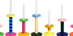 Pesa candlestick High 23 cm, Sky blue-night blue stripe