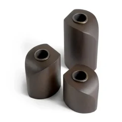 PI candle holder 3 parts, Dark brown stained mahogany