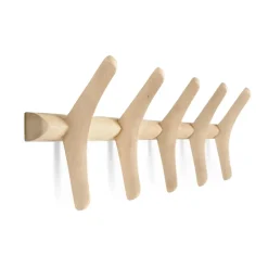 PI coat rack wall-mounted, Lacquered plane tree, 70x21 cm