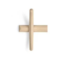 PI coat rack wall-mounted, Lacquered plane tree, 70x21 cm