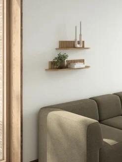 Pillar wall shelf, Oiled Natural Oak, 78x15x12 cm
