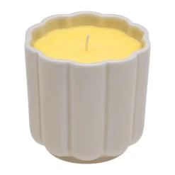 Play candle in ceramic form round, Beige-yellow