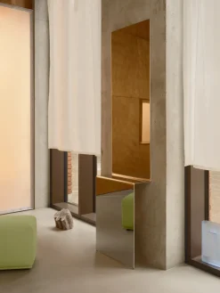 Pleat wall mirror, Polished steel, 227x57 cm