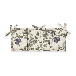 Plum satin quilted bed pocket, 43x18cm