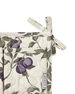 Plum satin quilted bed pocket, 43x18cm