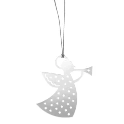 Pluto Christmas decoration in metal, trumpet angel, silver-coloured