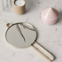 Poise hand mirror, brass
