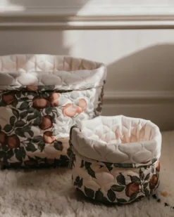 Pomme satin quilted basket 2 pieces, 20xØ20 cm + 30xØ30 cm