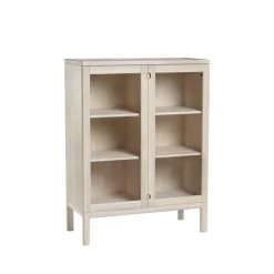Prio cabinet high, Birch white oiled. glass door