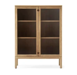 Prio cabinet high, Oak natural oil. glass door