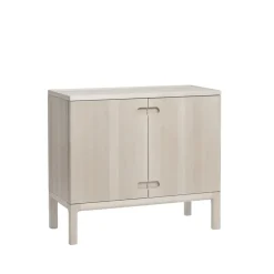 Prio cabinet low, Birch white oiled. wooden door