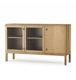 Prio Mellan bench, Oak natural oil. glass door