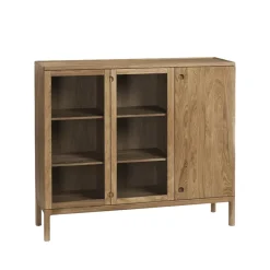 Prio tall bench, Oak natural oil. glass door