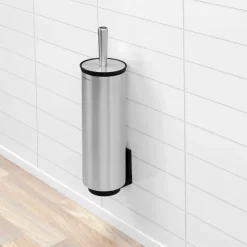 Profile toilet brush with wall mounting, matte steel