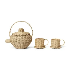 Rattan tea set 3 pieces, Natural