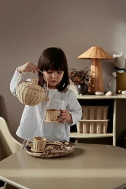 Rattan tea set 3 pieces, Natural