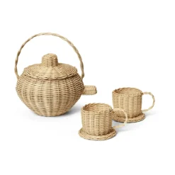 Rattan tea set 3 pieces, Natural