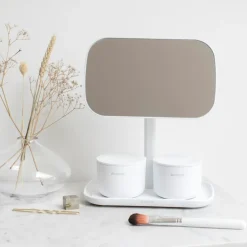 ReNew mirror with storage tray, white