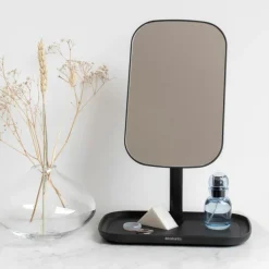 ReNew mirror with storage tray, dark grey